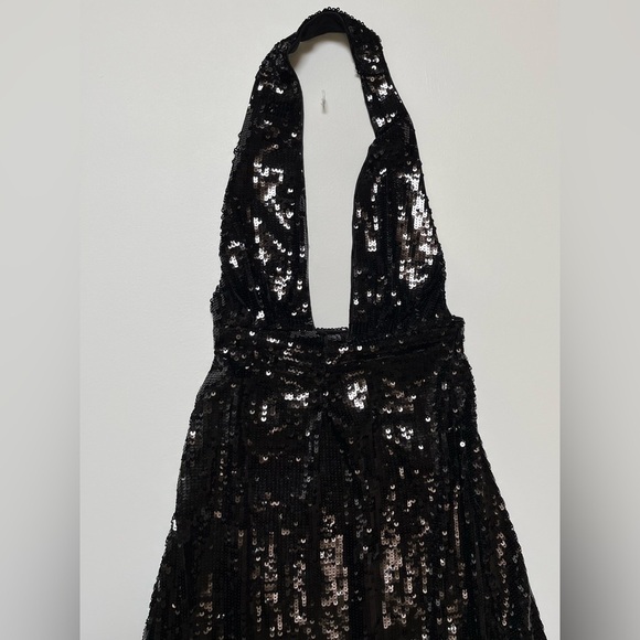 We Wore What Women's 2 Black Halter Neck Sequin Crystals Maxi Dress Formal - Picture 6 of 13